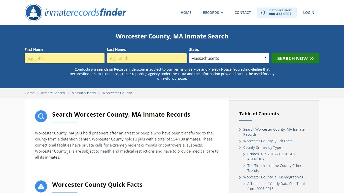 Worcester County, MA Inmate Lookup & Jail Records Online